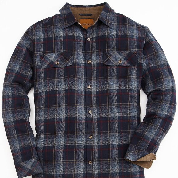 Venado Other - Mens Flannel Plaid Shirt Plaid Steel Blue | Large